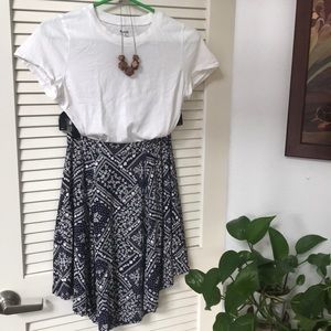 H&M Blue & White Patterned Skirt